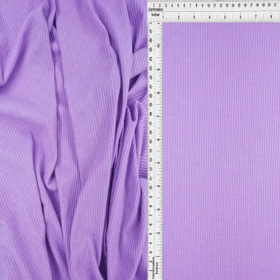 1 Yard 4x2 Rib Solid Knit Fabric, 52/54&Prime; Wide Polyester Rayon Spandex Blend LAVENDER {1}