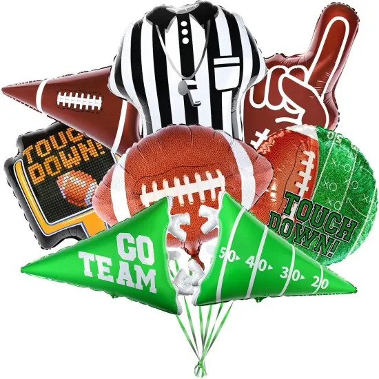 Football Shaped Foil Balloons, Touchdown Balloons for Birthday Party, Tailgate Party Decorations {1}