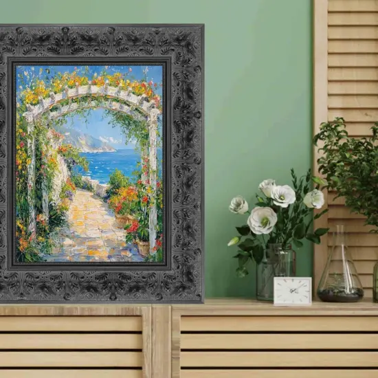 Wide Vintage Antique Black Floral Picture Frame 25x25 frame {5}