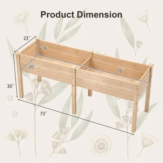 Fir Wood Raised Garden Bed with Large Planting Space and Good Drainage Holes Natural {5}