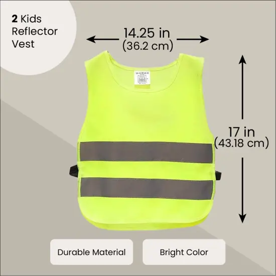 Kids Reflector Vest - 2-Pack High Visibility Vests, Reflective Vests for Outdoor Night Activities or Construction Worker Costume, For Ages 3-14 Yellow {3}