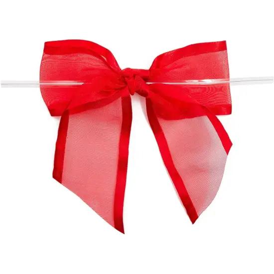 Red Organza Bow Twist Ties for Favors and Treat Bags (1.5 Inches, 36 Pack) {6}
