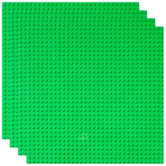 Strictly Briks Compatible with Lego 4 Pack Classic Baseplates 10x10 in, Stackable Building Plates with 32 x 32 Studs, Mats, Bases, Boards, Sheets 100% Compatible with All Major Brands, Ages 3-14 Green {1}