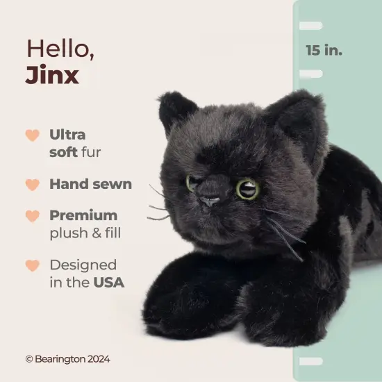 Bearington Collection Jinx Cat 15 In Stuffed Animals Black Cat Plush Toy - Stuffed Cats That Look Real - Plushies for Kids, For Ages 3-14 {2}