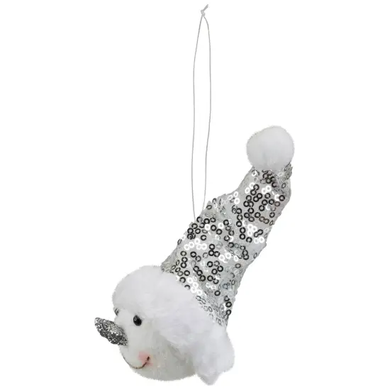Northlight Snowman Head with Sequin Santa Hat Christmas Ornament - 6" White {7}