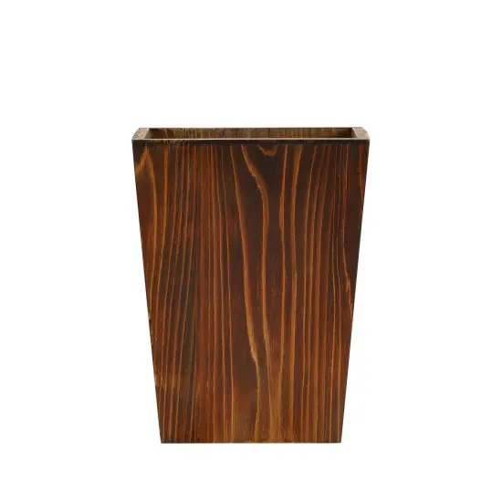 2 Piece Rustic Style Wood Trash Can Set, Farmhouse Square Wastebasket Bin with Handles for Home or Office (Brown, Small & Large) {7}