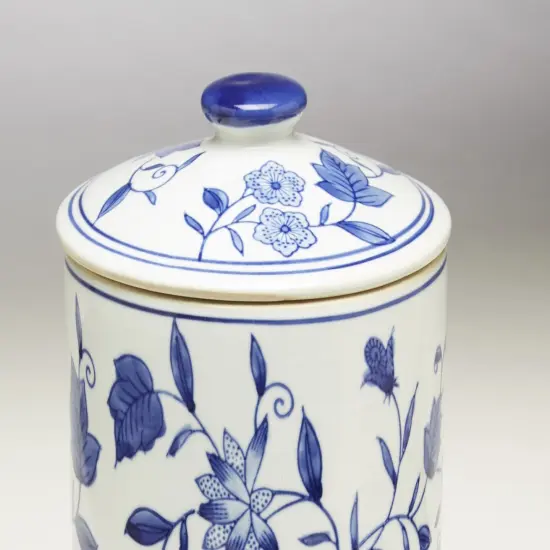 AA Importing 59791 Blue And White Round Jar With Lid {4}