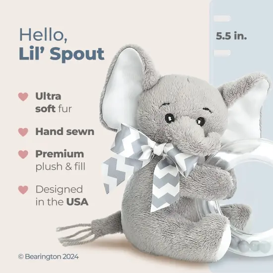 Bearington Lil' Spout The Baby Elephant Stuffed Animal, 5.5 Inch Plush Elephant, For Ages 0-14 Grey {2}