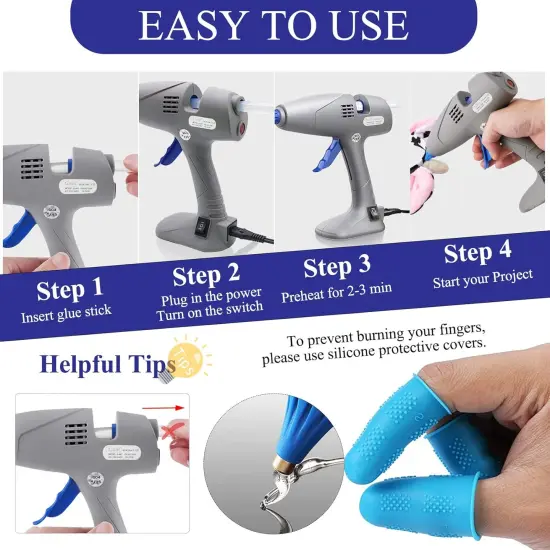 Hot Glue Gun, Full-Size Glue Gun 80 & 120W, Stand-Up Large Glue Guns Anti-Dripping Dual High Temp Hot Melt Glue Gun With 12 Glue Sticks for Craft Art Creative Office Decor DIY Quick Repairs {3}