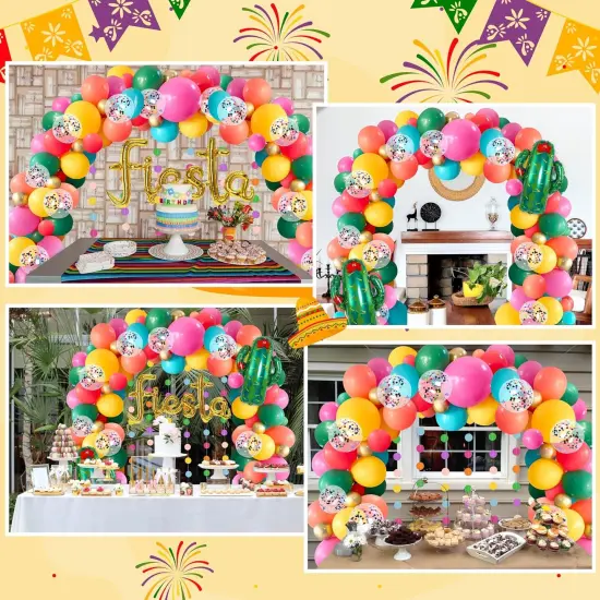 Cinco De Mayo Fiesta Party Decorations - Mexican Themed Balloons Garland Arch Kit + Circle Dot Garland for Birthday Decor Supplies (No Air Pump) {2}
