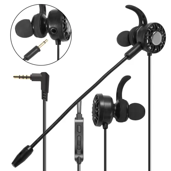 3.5mm Gaming Earbuds with Mic, Insten in-Ear Headset Stereo Headphone with Dual Microphone [Detachable and Built-in] for PS4 Nintendo Switch Lite PC Mobile Game Cell Phone Smartphone - Black {1}