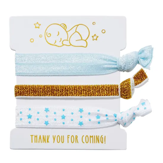24 Pack Elastic Hair Ponytail Holder for Gender Reveal, Boys Baby Shower Party Favors for Guests (3 Styles) Multicolor {6}