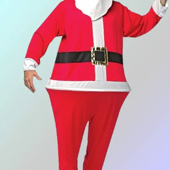 Santa Hoopster Adult Costume Jumpsuit with Wire Frame Hat and Beard Included {5}