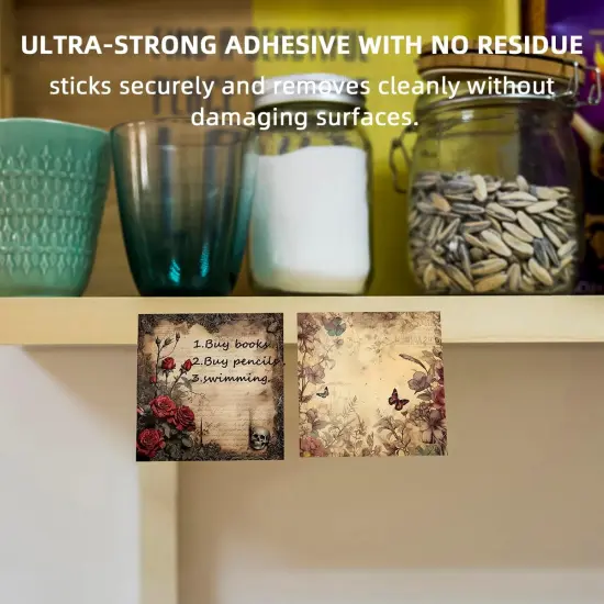 Retro 9 Pack/450 Sheets 3x3 inch Sticky Notes Set, Reusable Tearable Post it Notes and High-Adhesive Planner Notepad Desk Accessories for School, Office, and Home - Bulk Retro Stationery Gift {2}