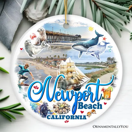 Newport Beach Christmas Ornament, California Coastal City Gift and Tree Decor {6}