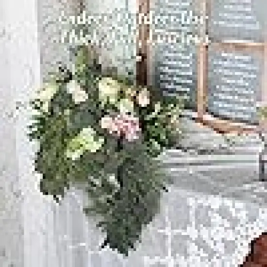 Swag Faux Silver Dollar and Willow Leaves Garland {3}