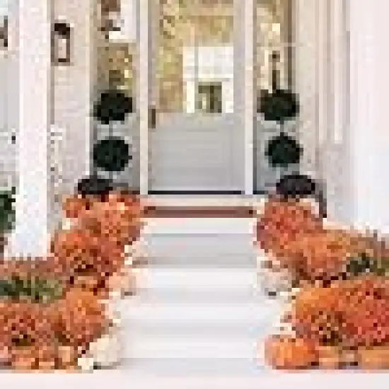Fake Mums Fall Decorations UV Resistant Plastic Plants AutumnNo Fade Faux Plants {3}