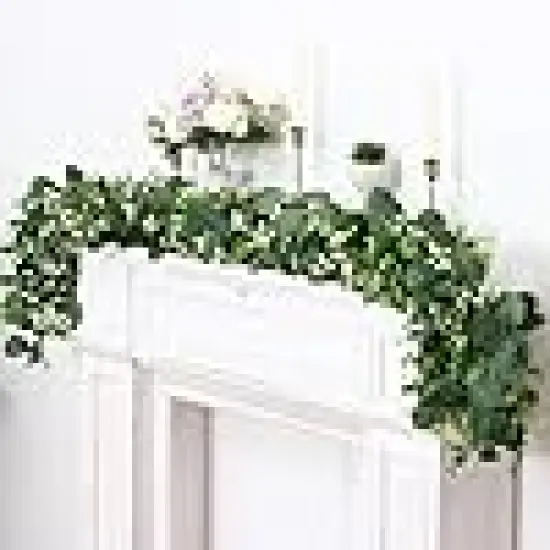 Artificial Faux Silver Dollar Eucalyptus Leaves Vines for Table Home Wedding Mantle Party Indoor Outdoor Decor {4}
