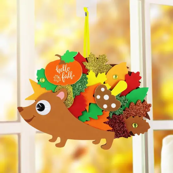 24 Sets Fall Craft Kits Fall Kids Crafts DIY Fall Leafy Hedgehog Ornaments {2}