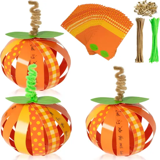 30Pcs Thanksgiving Paper Strip Pumpkin Craft Kit {1}