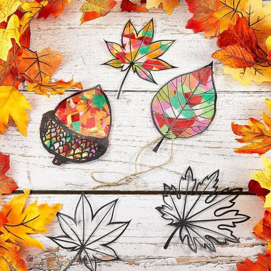 18 Pcs Thanksgiving Fall Paper Cr aft, 20 PVC Contact Paper and 30 Colored Cellophane for Kids {3}