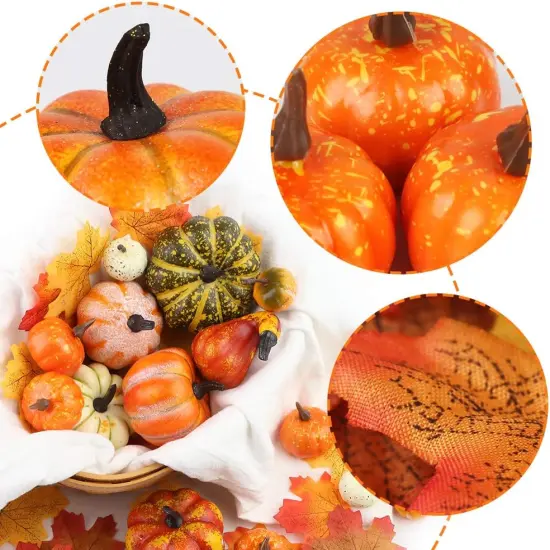 14 PCS Artificial Mixed Pumpkins for Table Decor {2}