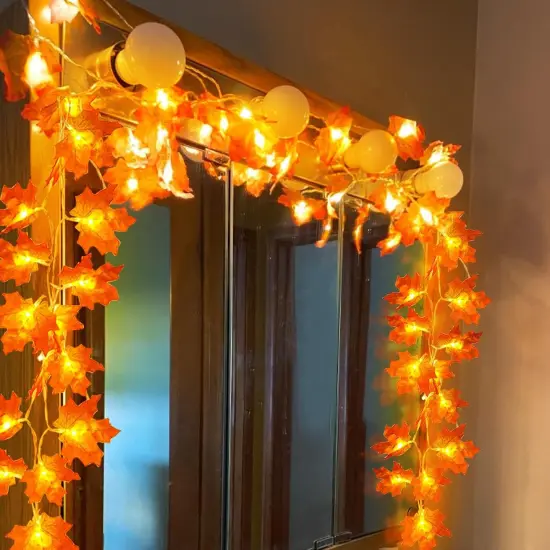 4 Pack Fall Garland with Lights Decor - 40Ft 80LED {3}