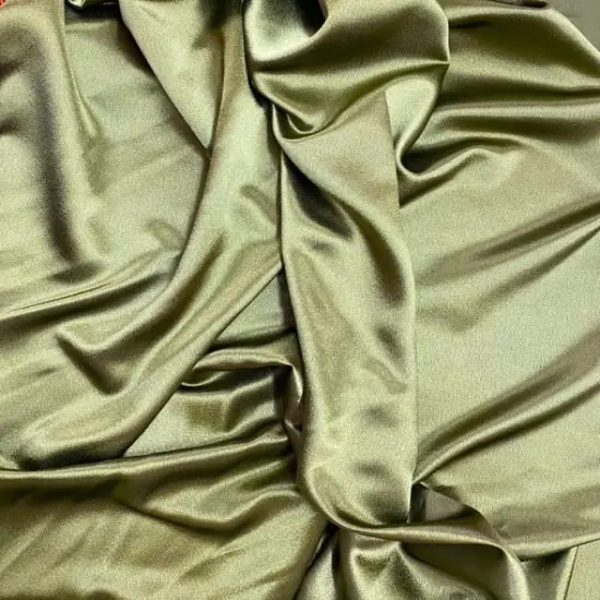 1 Yard Olive Crepe Satin Fabric Soft Shiny Double Sided Polyester 58 Inch Width {2}