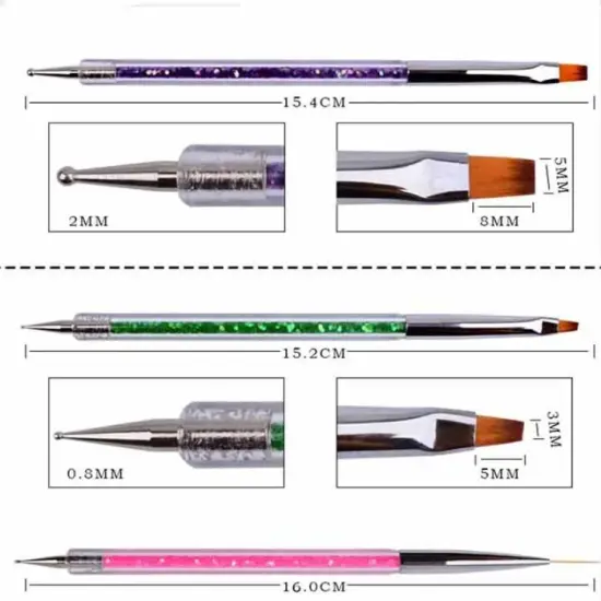 Art Brushes 5 Pcs Double Ended Fine Nail Liner Brush Dotting Pen {5}