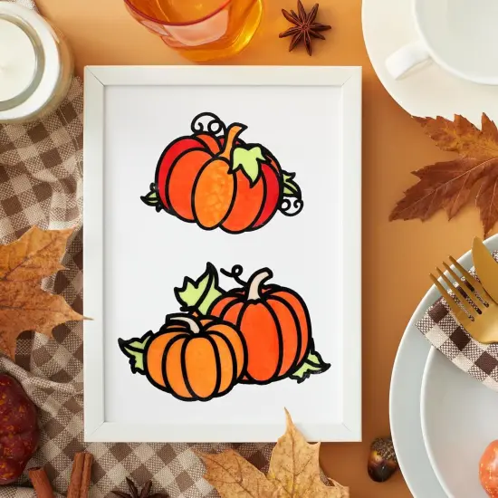 12 Pack Pumpkins Craft Kit Make You Own Pumpkin Stained Glass {5}