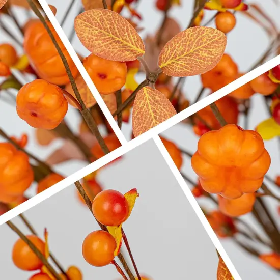 Fall Pumkin Picks Orange Berry Stems with Eucalyptus Leaves {4}