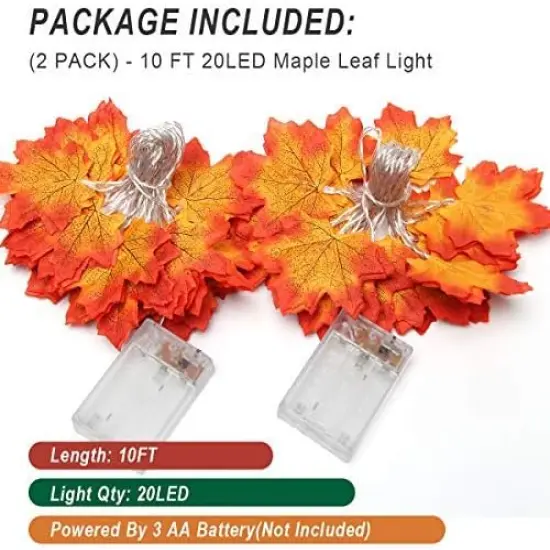 2 Pack Maple Leaves Fall Garland Lights - 13FT 40LED {5}