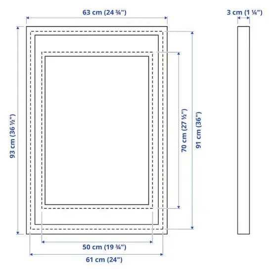 24x36" Red Frame with Mount Horizontal/Vertical No-Nail Hanging Depth Display {6}