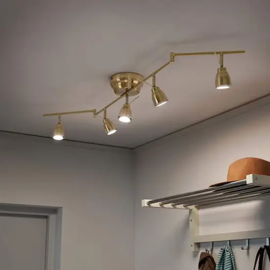 Brass Ceiling Track with 5 Adjustable Spots {1}