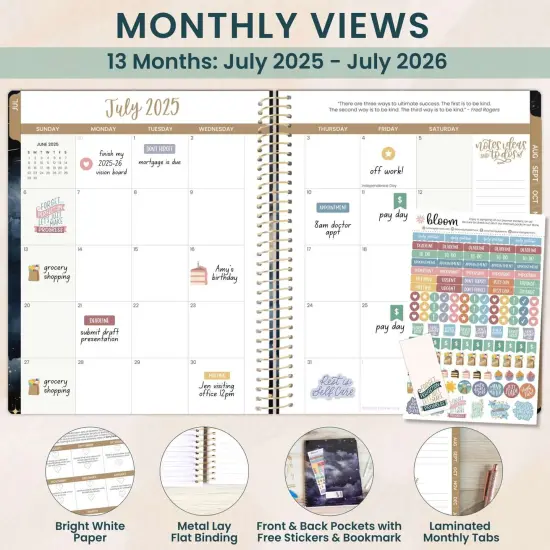 bloom daily planners 2025-26 Academic Planner, Soft Cover, 8.5" x 11", Midnight Sky {3}