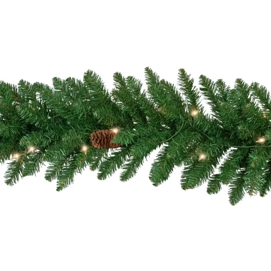 Northlight 9' x 12" Pre-Lit Black River Pine Artificial Christmas Garland, Clear Lights Green {5}