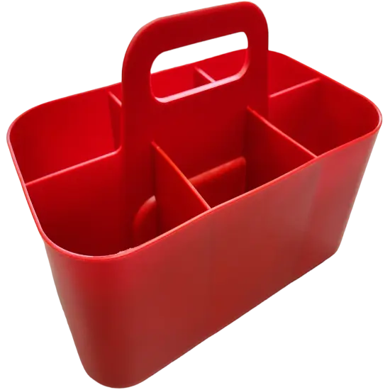 Enjoy Organizer Small Stackable and Portable Simple 6-Compartment Art Caddy - Made In USA Red {4}