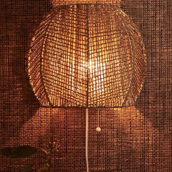 Handmade Sedge Wall Lamp Soft Light & Cozy Atmosphere {4}