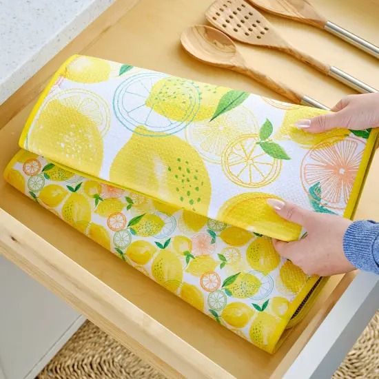 Lemon Plaid Microfiber Dish Drying Mats, Set of 2 {3}
