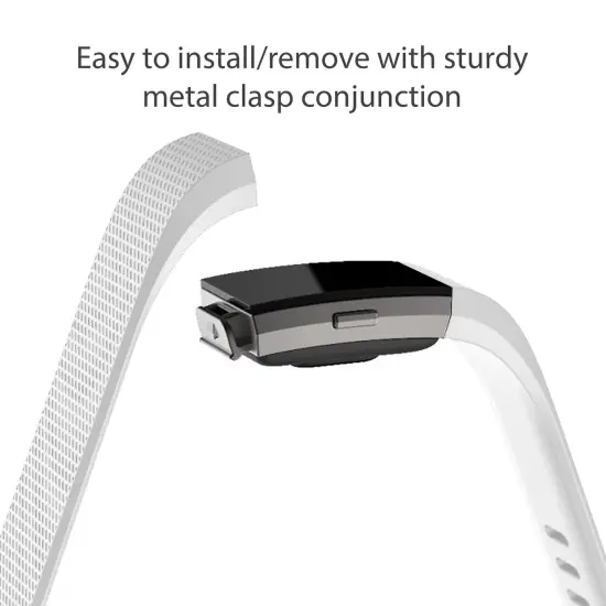 Zodaca for Fitbit Charge 2 Adjustable Replacement TPU Sport Band Strap Wristband w/Metal Buckle Clasp - White {2}