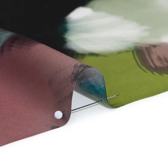 1 Yard Silk Charmeuse Painted Burst Print Italian Made Teal, Pink & Blue 53 Inches Width {3}