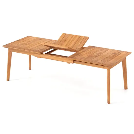 Costway 71"-94" Rectangular Teak Wood Table Patio Extendable Dining Table for 6-8 People, {2}
