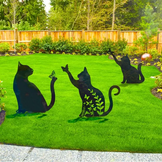 Metal Cat Stake Garden Decor, Yard Decoration Art for Lawn {6}