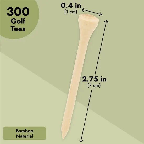 300 Pack Bamboo Golf Tees in Bulk (2 3/4 inch, Natural Wood Color) Brown {4}