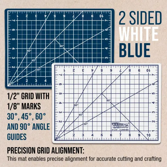 9" x 12" Self-Healing Cutting Mat 5-Ply - Double-Sided White/Blue Craft Mat, Non-Slip Cutting Mats for Crafts, Sewing, Quilting, Scrapbooking {3}