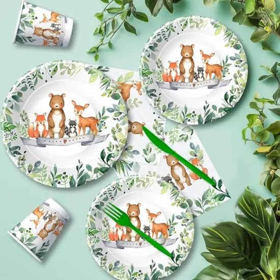 Serve 24-Woodland Baby Shower Decorations Tableware Boy {5}