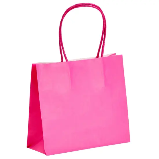 50 Pack Mini Pink Gift Bags with Handles, Bulk Kraft Party Favor Bags (6 x 5 x 2.5 In) {7}