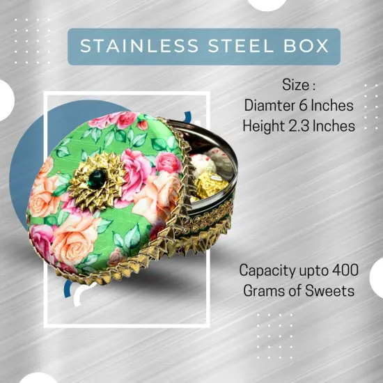 1 PC Decorative Gotta Steel Ladoo Box 400 Grams Designer Sweet Box Indian Wedding Housewarming Shagun Gift Festival Pooja Favor Return Gift for Friends Family Guest Bridesmaid {3}