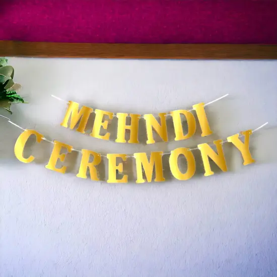 Mehndi Ceremony Banner Bunting Diy Indian Wedding Banner Sign Mehendi Backdrop Decoration Party Decorations Letter Banner Kit -mehendi Signs {1}