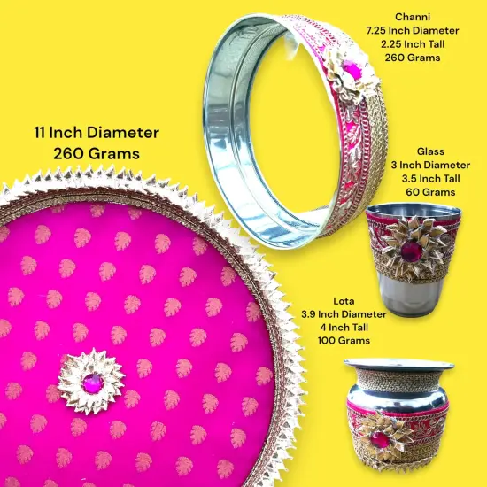 Karvachauth Thali, Karva Chauth Thali, Daughter in Law Gift, Gift for Daughter, Gift for Wife, Karwa Chauth Gift, Karwachoth, Puja Thali Set, Sargi Gift Pink {4}